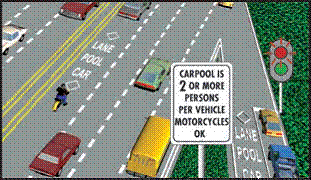 Motorcyclist in HOV lane