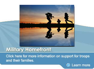 Click here for more information on support for troops 
and their families.