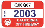 off-highway vehicle decal/plate