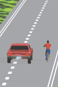 Vehicle properly passing a bicyclist.