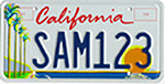 Arts Council California license plate SAM123.