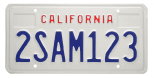 California passenger vehicle license plate.