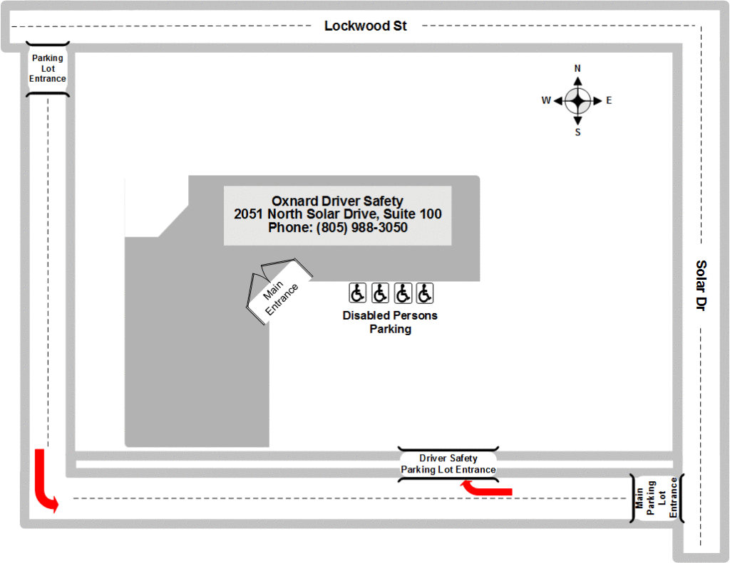 Diagram illustrating the Oxnard Driver Safety Office site layout.