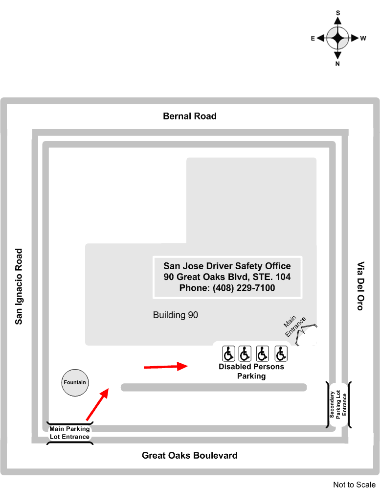 Diagram illustrating the San Jose Driver Safety Office site layout.
