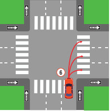 Right turn from a one-way street onto a one-way street