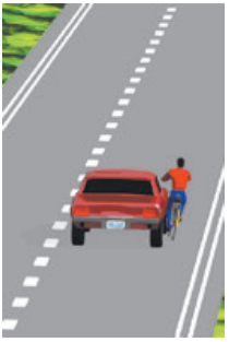 Car attempting to pass a cyclist without leaving any room. The car hits the cyclist.