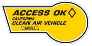 Access OK California Clean Air Vehicle Sample yellow decal