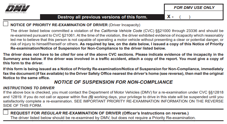 example of a Notice of Priority Reexamination of Driver