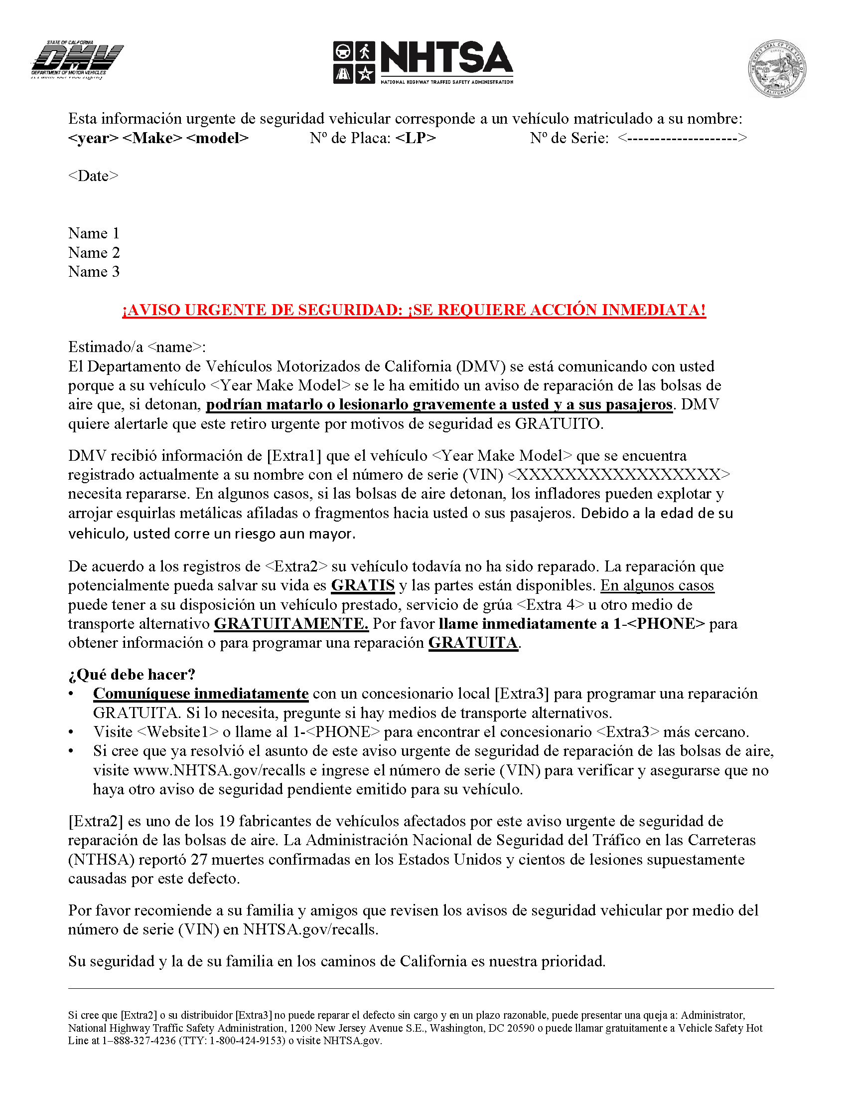 Takata Airbag Recall - California DMV