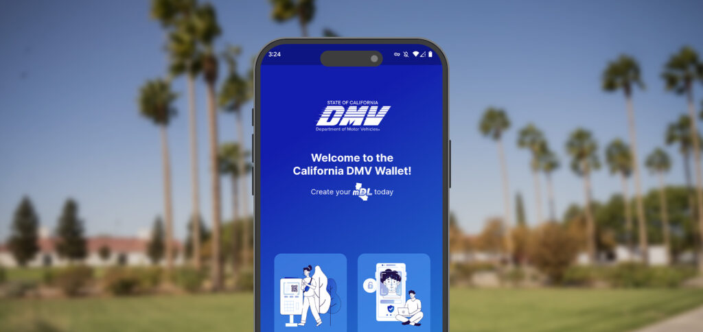 Mobile phone displaying CA DMV Wallet app 