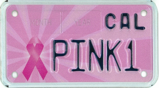 Breast Cancer Awareness motorcycle special interest license plate.