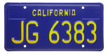 Blue California trailer license plate.