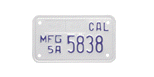 Manufacturer motorcycle license plate.