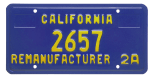 Remanufacturer license plate (blue).