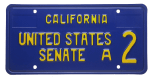 United States Senator license plate (blue).