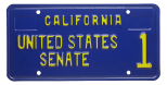 United States Senator license plate (blue).