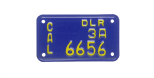 Dealer motorcycle license plate (blue).