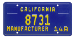Manufacturer license plate (blue).