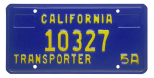 Transporter license plate (blue).